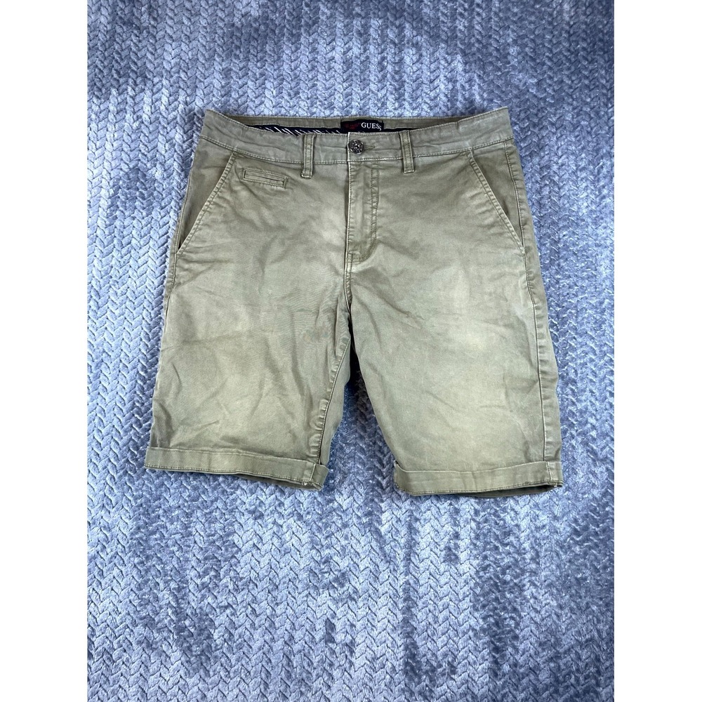 Guess Chino Shorts Mens 32 Olive Green Cotton Stretch Flat Front X71D04R6J80